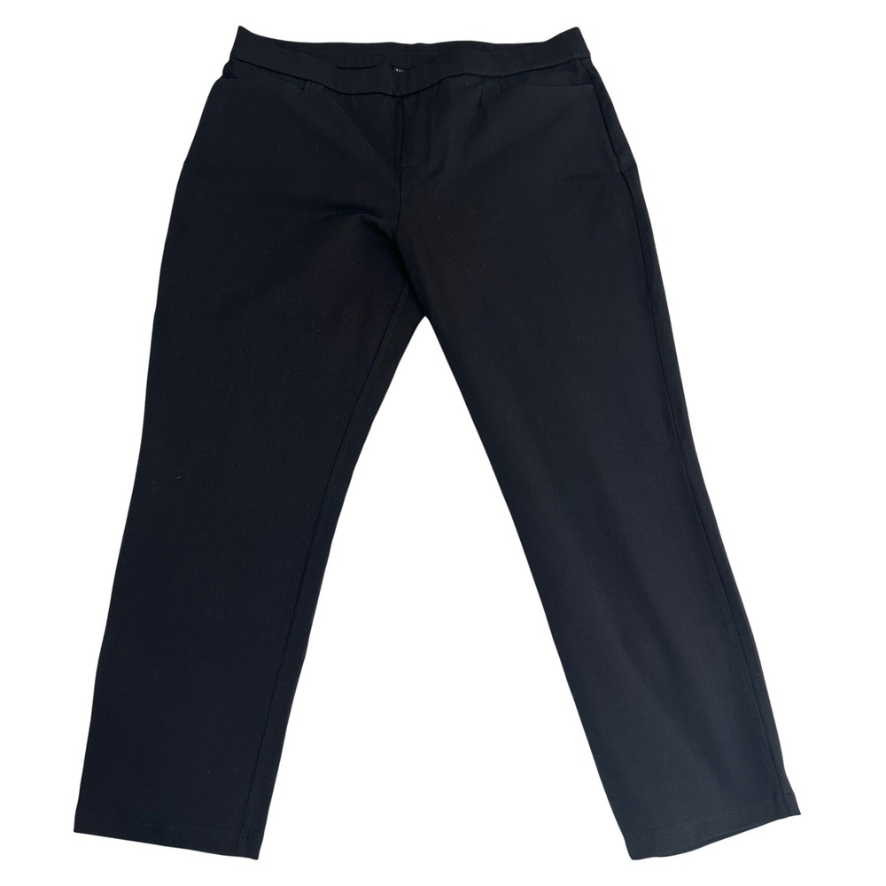 Susan Graver Weekend Black Pull On Slim Leg Pants LP Petite‎ A605785